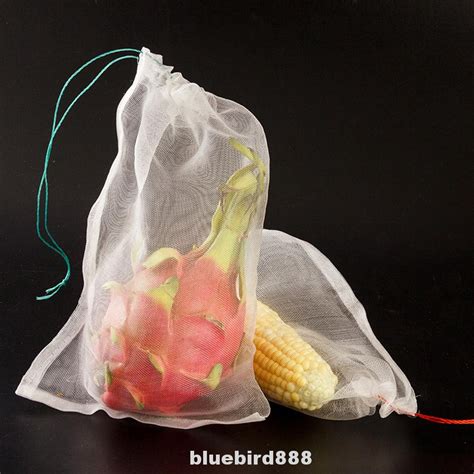 10pcs/set Fruit Mesh Bags Drawstring Nylon Grow Garden Vegetables Supermarket Reusable ...