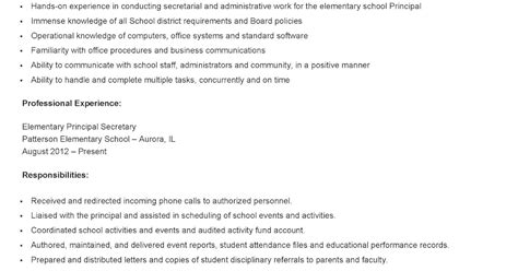 Resume Samples: Elementary Principal Secretary Resume Sample