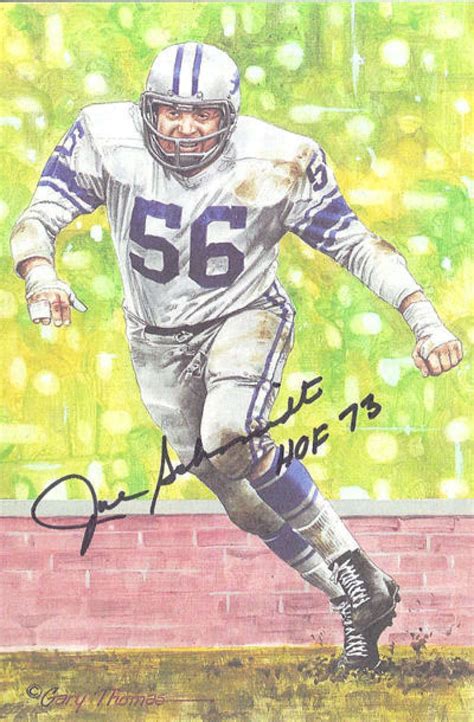 Joe Schmidt Autographed Detroit Lions Goal Line Art HOF 73 Black 13176 – Denver Autographs