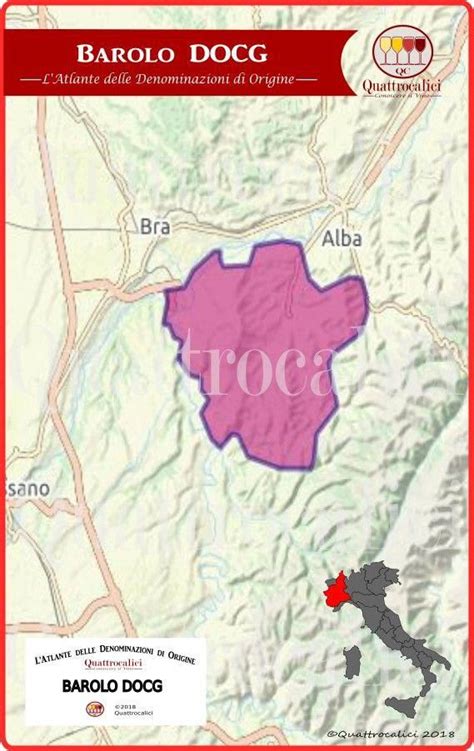 Map of Barolo DOCG Italian Protected Denomination of Origin. All details on Quattrocalici. # ...