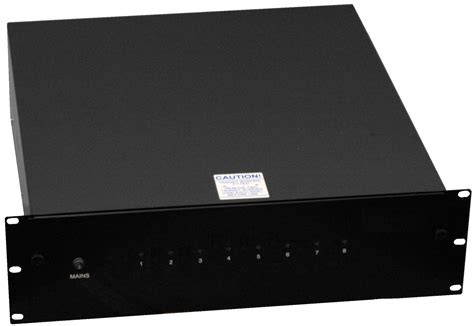 DA458-230V-8: 230V Input 8x 500mA 24V DC Output Rack-mount power supply unit with integrated UPS ...