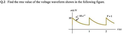 SOLVED: Q.2 Find the rms value of the voltage waveform shown in the following figure. v = 10e^(T ...