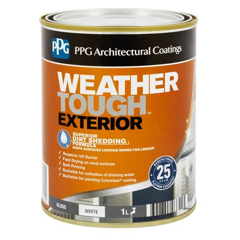 PPG Paints 1L White Gloss Weather Tough Exterior Paint - Bunnings New Zealand