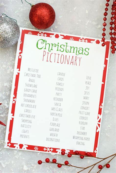 Free Printable Christmas Pictionary Cards