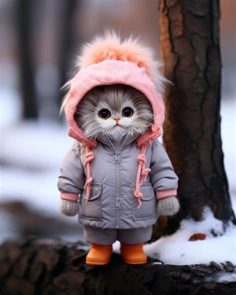 Premium AI Image | a cat wearing a coat and boots in the snow