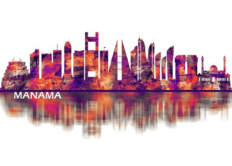 Manama Bahrain Skyline Mixed Media by NextWay Art - Fine Art America