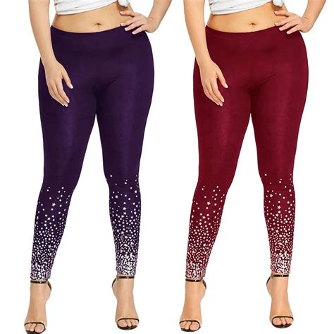 Women's High Waist Yoga Pants Women Sport Casual Pants Lady Plus Size Stars Print Leggings Yoga ...