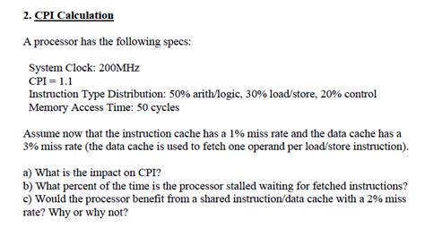 2. CPI Calculation A processor has the following | Chegg.com