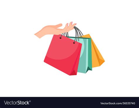 Shopping bag logo hand holding a bag Royalty Free Vector