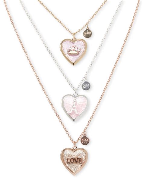 Girls Heart Locket Necklace 3-Pack