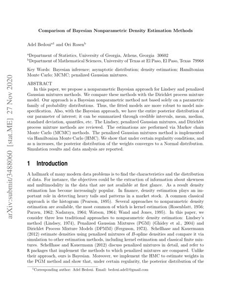 (PDF) Comparison of Bayesian Nonparametric Density Estimation Methods