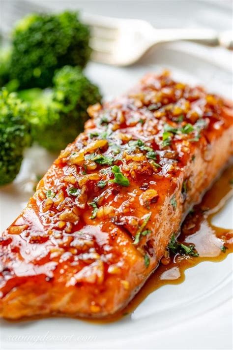 Spicy Honey Glazed Salmon in a honey-lime garlic sauce served with broccoli | Honey glazed ...