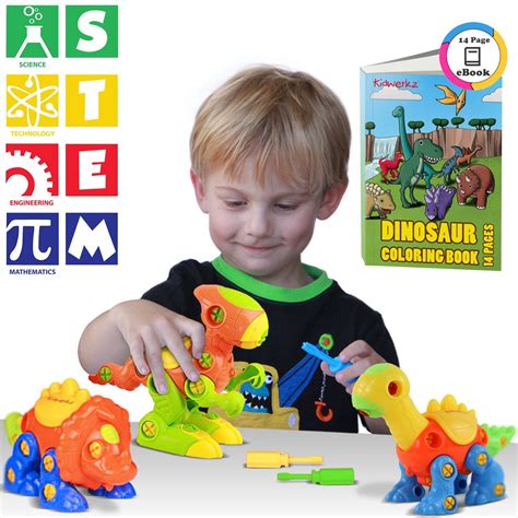 Kidtastic Dinosaur Toys, STEM Learning (106 pieces), Take Apart Fun ...