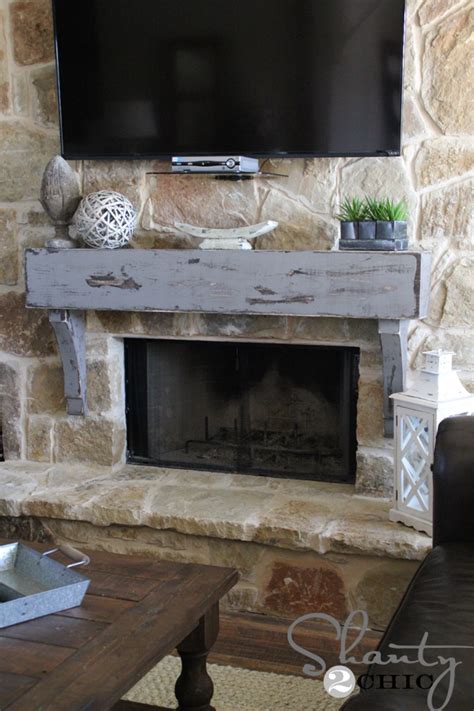 How to Build and Hang a Mantel on a Stone Fireplace - Shanty 2 Chic