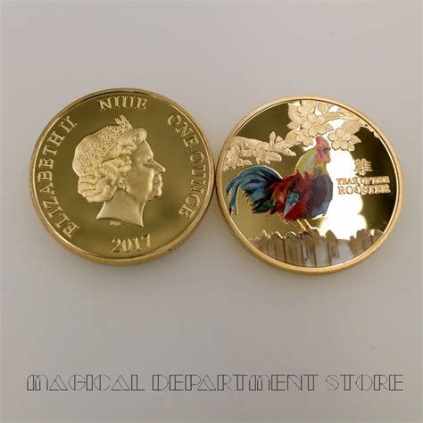 24k Pure Gold Plated Metal Coin Collectible Rooster Challenge Coins ...