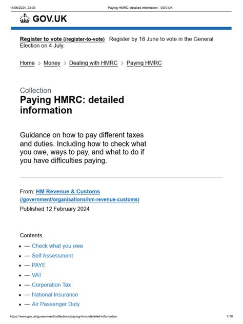 Paying HMRC - Detailed Information - GOV - UK | PDF | Taxes | Money