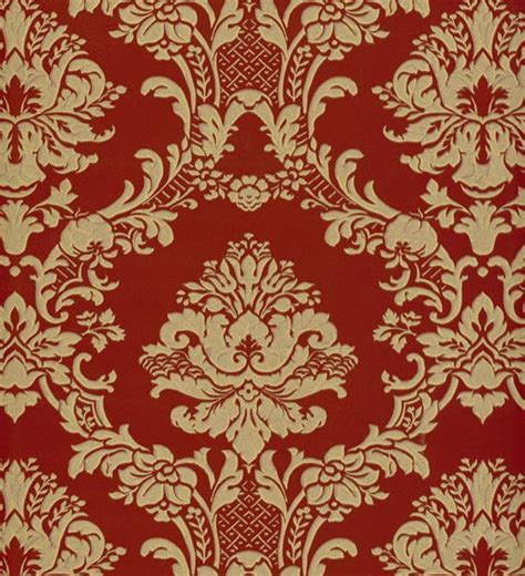 Dramatic Gold Damask on Red Wallpaper, Elegant, Ornate Floral Trellis, Vintage, French Victorian ...