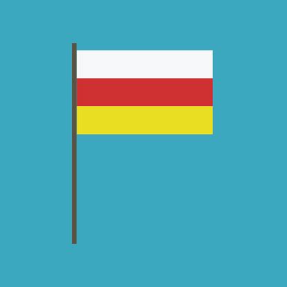 South Ossetia Flag Icon In Flat Design Stock Illustration - Download Image Now - iStock