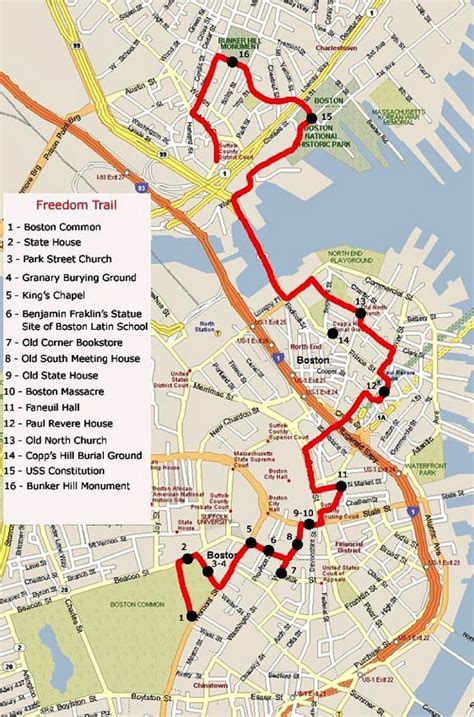 Boston Freedom Trail Map | Freedom trail boston, Boston vacation, Boston travel guide
