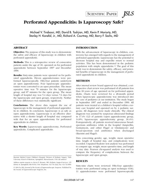 (PDF) Perforated Appendicitis: Is Laparoscopy Safe?