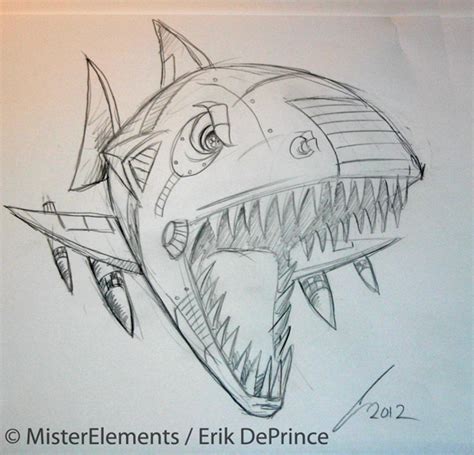 Robot Cyborg Shark sketch by ErikDePrince on DeviantArt