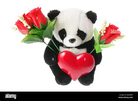 Soft Toy Panda with Love Heart Stock Photo - Alamy