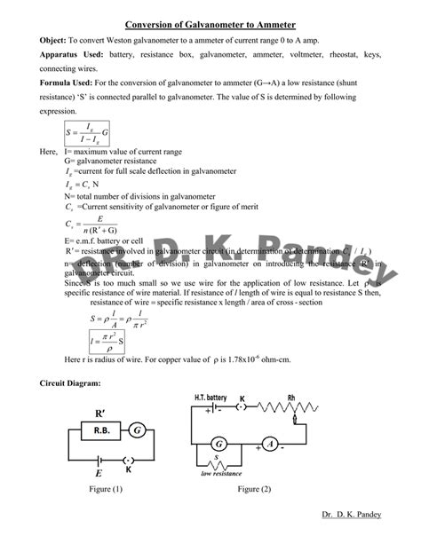 Conversion of Galvanometer to Ammeter