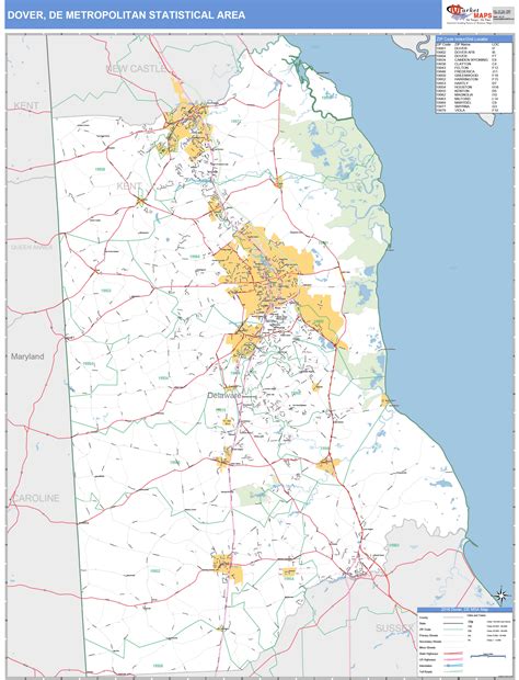 Dover De Metro Area Wall Map Red Line Style By Marketmaps | Images and ...