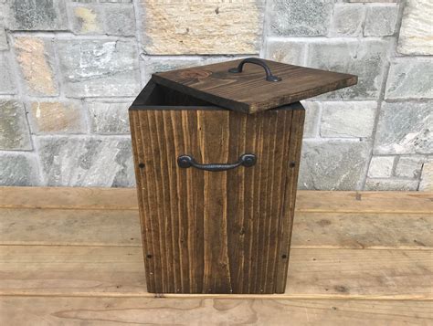 DARK WALNUT Rustic Garbage Can with Lid Bathroom Trash Can 4