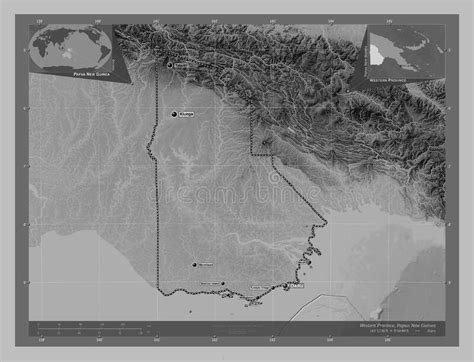 Western Province, Papua New Guinea. Grayscale. Labelled Points O Stock ...