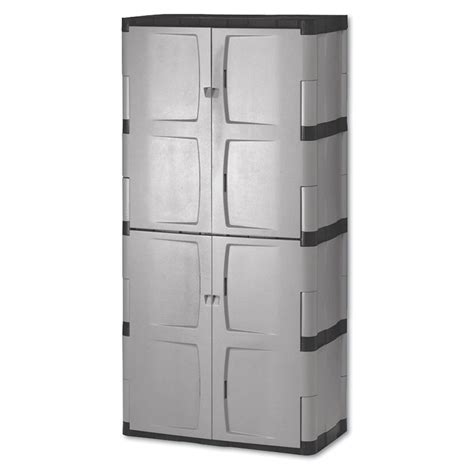 Rubbermaid Double-Door 4-Shelf Cabinet, Black and Gray - Walmart.com