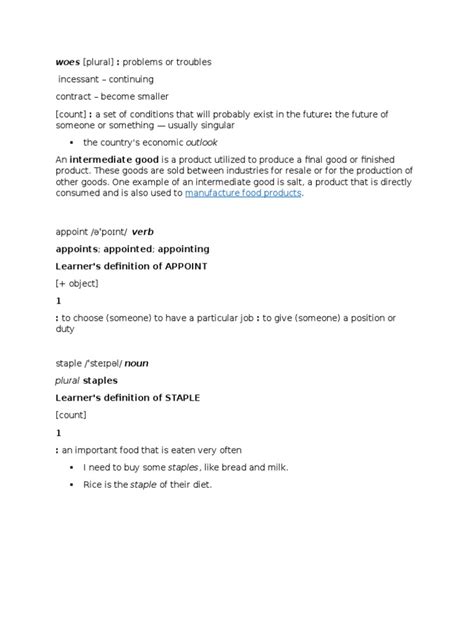 Woes (Plural) : Problems or Troubles: Appoints Appointed Appointing Learner's Definition of ...