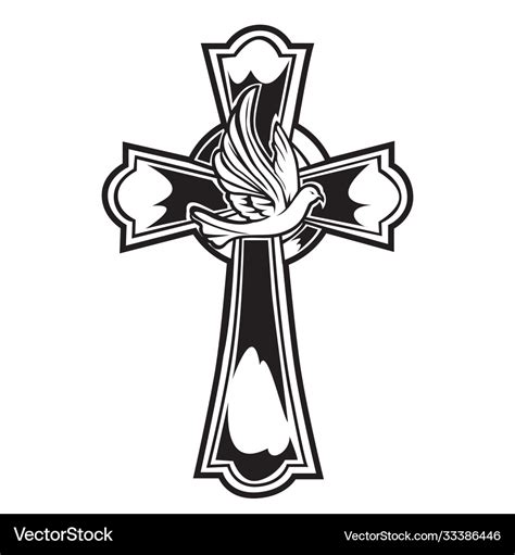 Christian cross wing drawing blak Royalty Free Vector Image