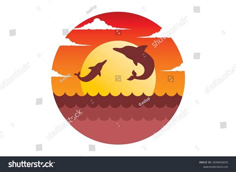 Dolphins Sunset Dolphin Silhouette Jumping On Stock Vector (Royalty Free) 2200026035 | Shutterstock