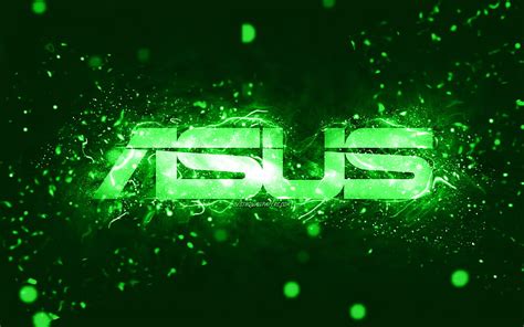 Asus green logo, , green neon lights, creative, green abstract ...