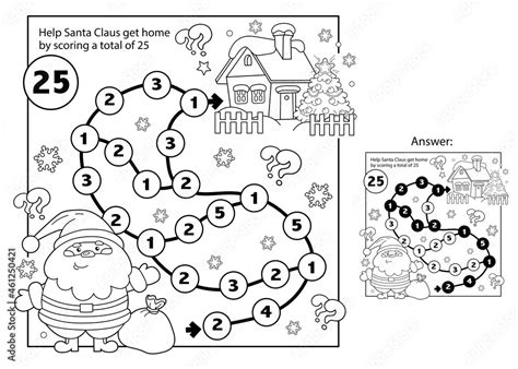 Math addition game. Puzzle for kids. Maze. Coloring Page Outline Of ...