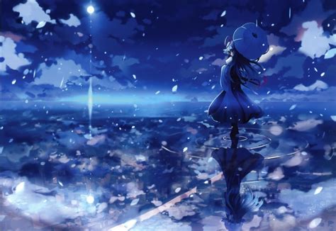 Dark Blue Sky Anime Scenery Wallpapers - Wallpaper Cave