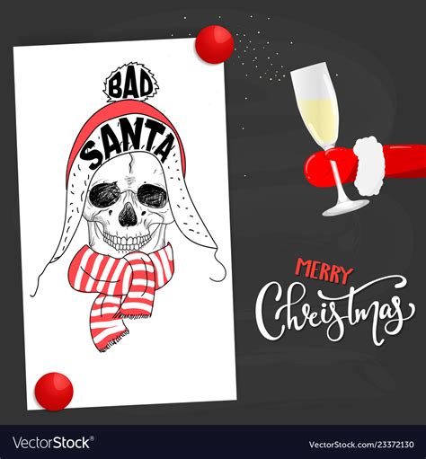 Portrait of santa claus cartoon skull Royalty Free Vector