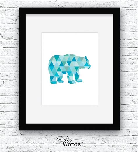 Bear Print Blue Bear Art Bear Wall Art Modern Wall Art - Etsy