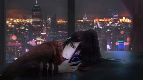 Anime, Girl, Lonely, Night, City, 4K, #242 Wallpaper