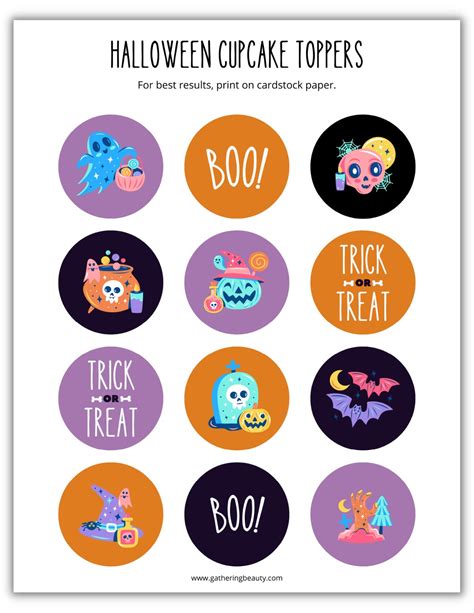 Halloween Cupcake Toppers - Free Printable — Gathering Beauty