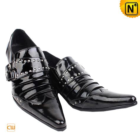 Mens Designer Black Leather Dress Shoes CW760026 | CWMALLS