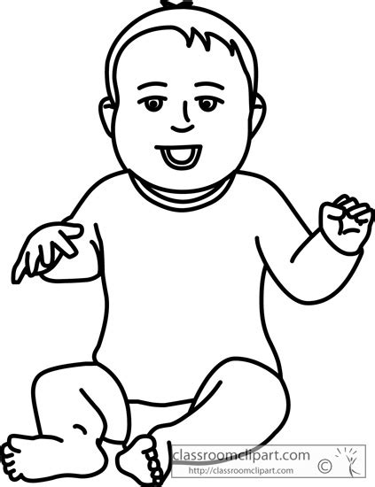 Children Black and White Outline Clipart - playful_baby_outline_1301 ...