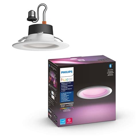 Philips Hue White & Color Ambiance Smart Retrofit Recessed Downlight 4", Bluetooth & Zigbee ...