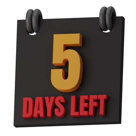 5 Days Left 3D Illustration 16775302 PNG