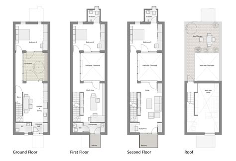 narrow row house floor plans - Google Search | Narrow house plans ...