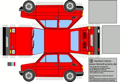 Pin by midolojo on Paper Craft | Fiat 126, Paper car, Paper model car