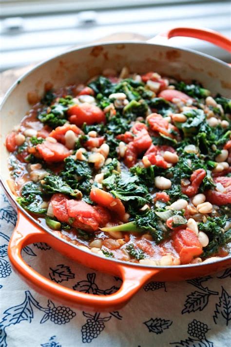 Kale with Stewed Tomatoes and White Beans