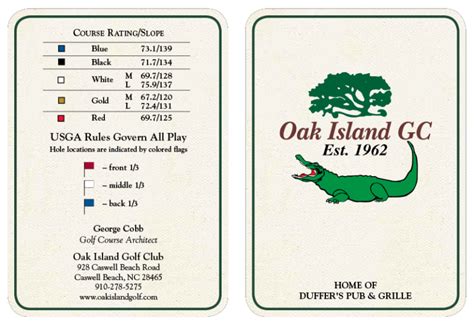 Course Scorecard – Oak Island Golf