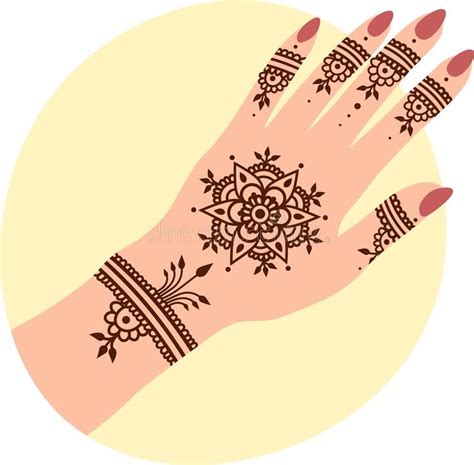 Indian Mehendi for Wedding on Woman Hand, Henna Art in Arabic Culture Vector Illustration Stock ...